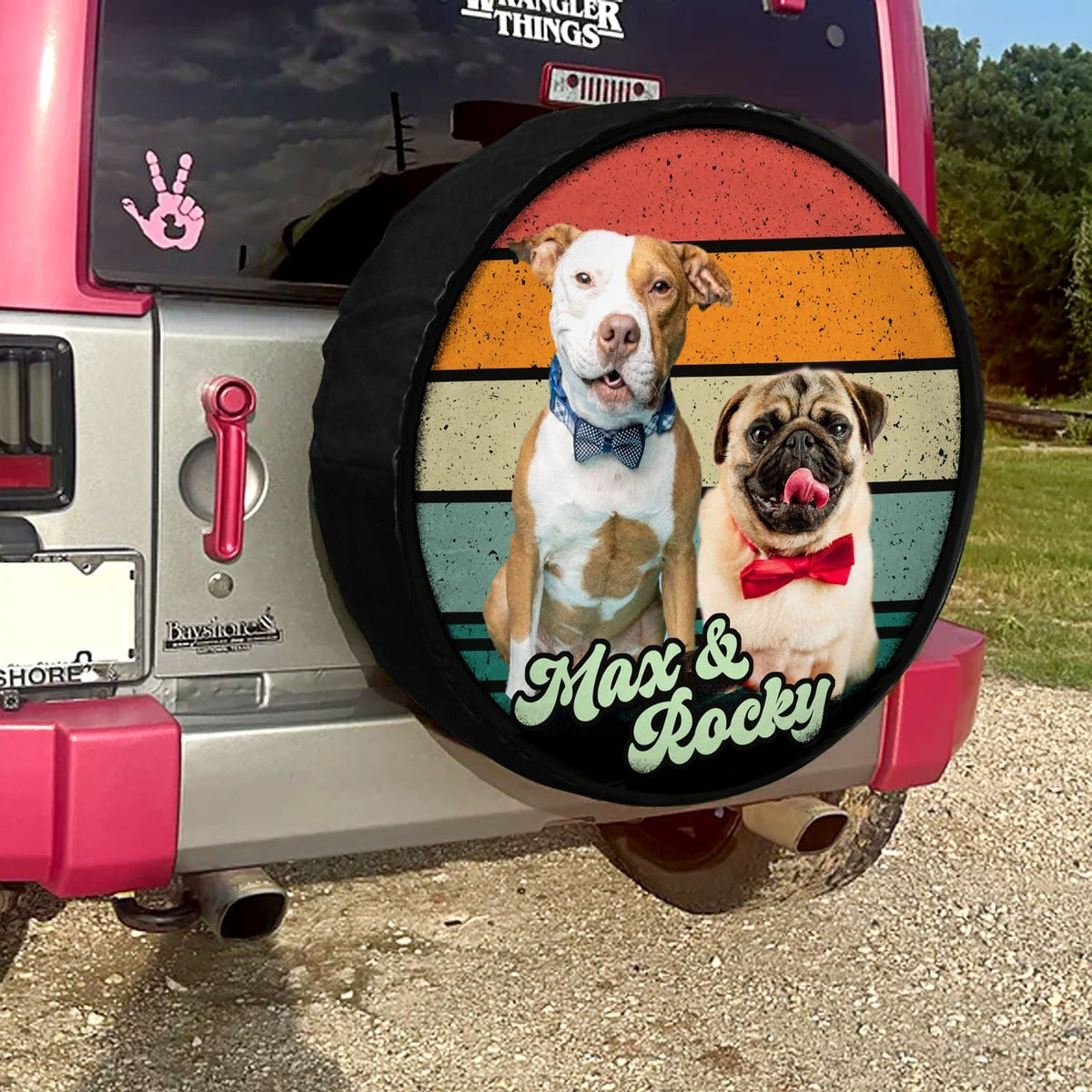 Custom Dog Photo Retro Style Spare Tire Cover