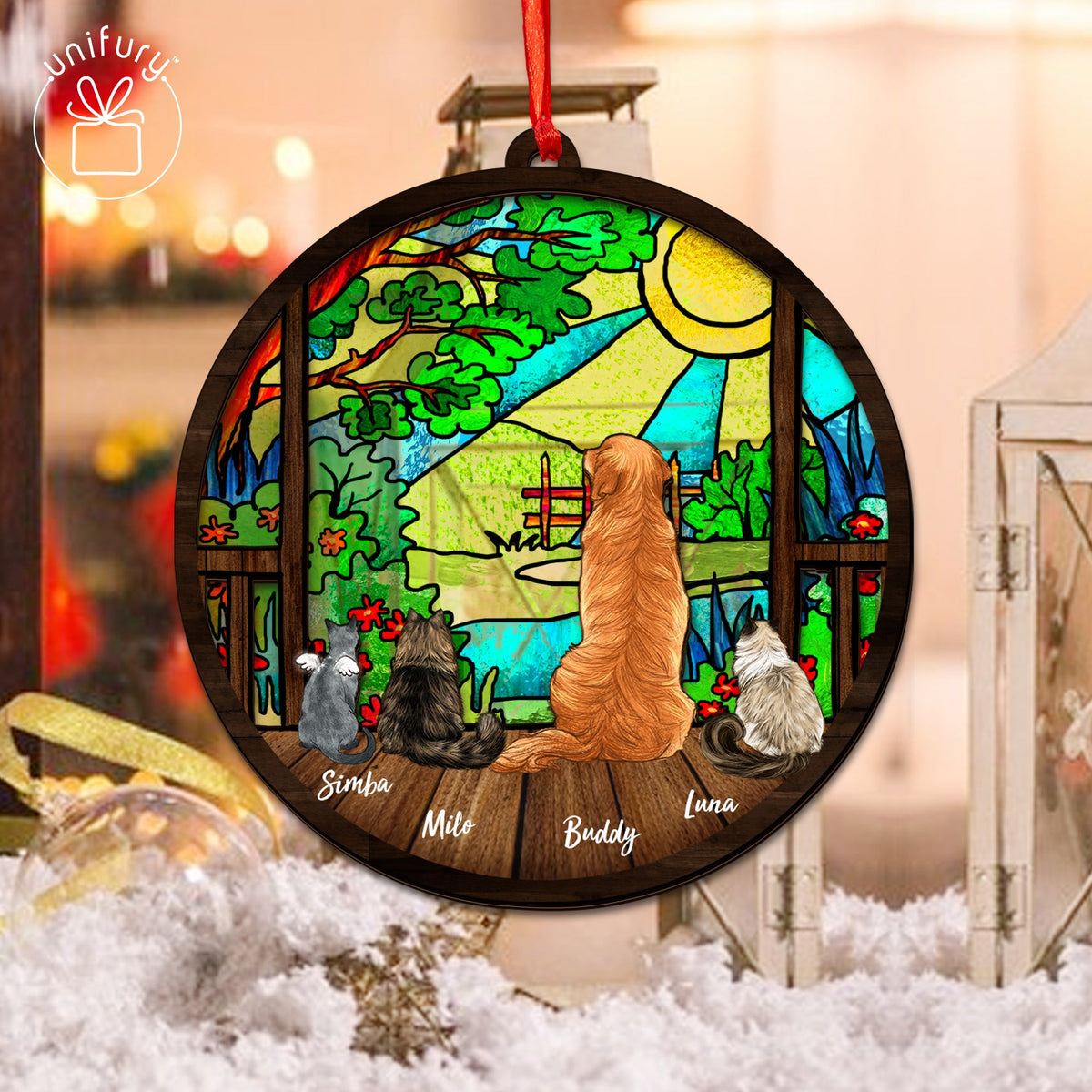 Garden Suncatcher Ornament Gifts, Personalized Christmas Gifts For Dog Cat Lovers, Dog Mom, Dog Dad