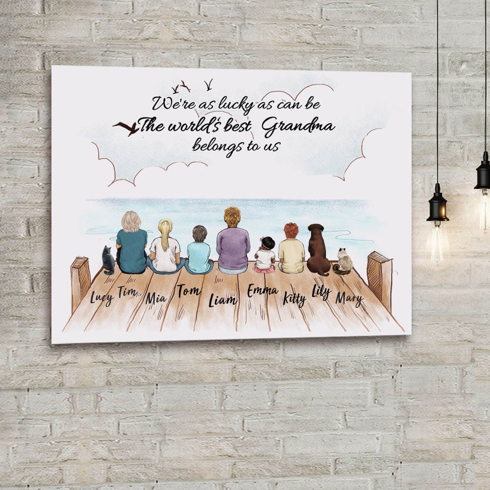 custom canvas print gift for grandma - We're as lucky as can be the world's best grandma belongs to us