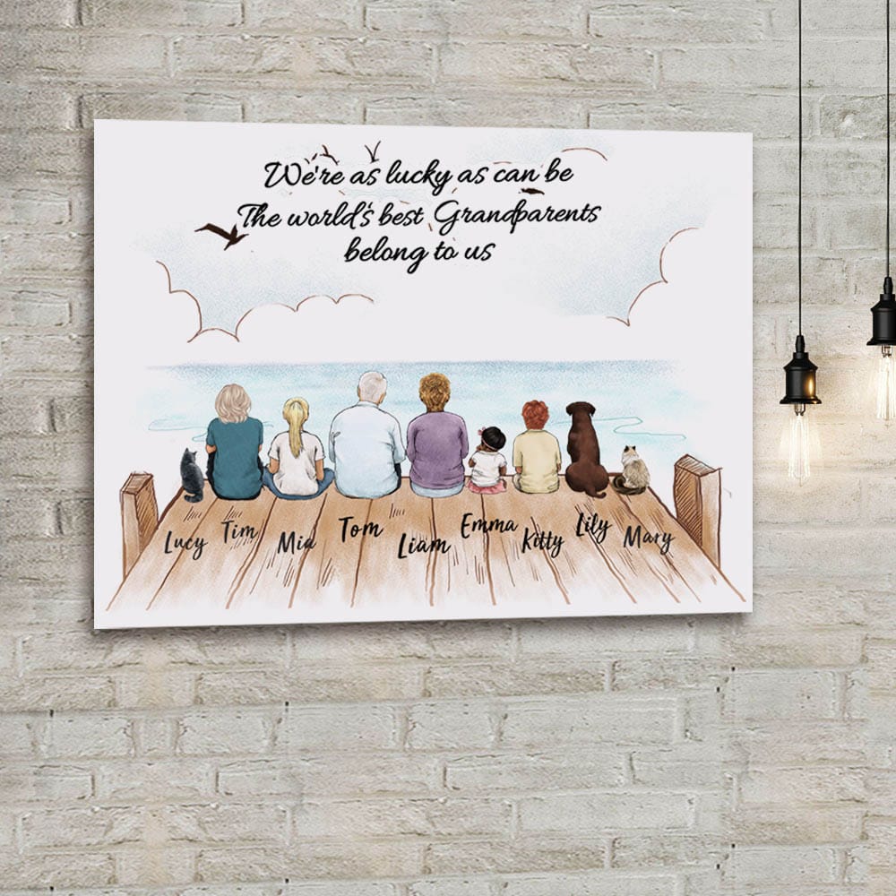 custom canvas print gift for grandparents - We're as lucky as can be the world's best grandparents belong to us