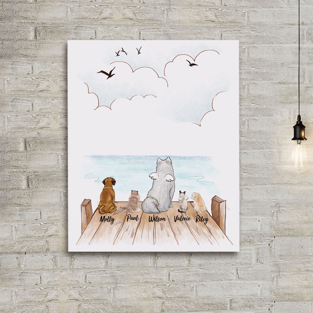 Personalized Dog & Cat Canvas Print  - Wooden Dock