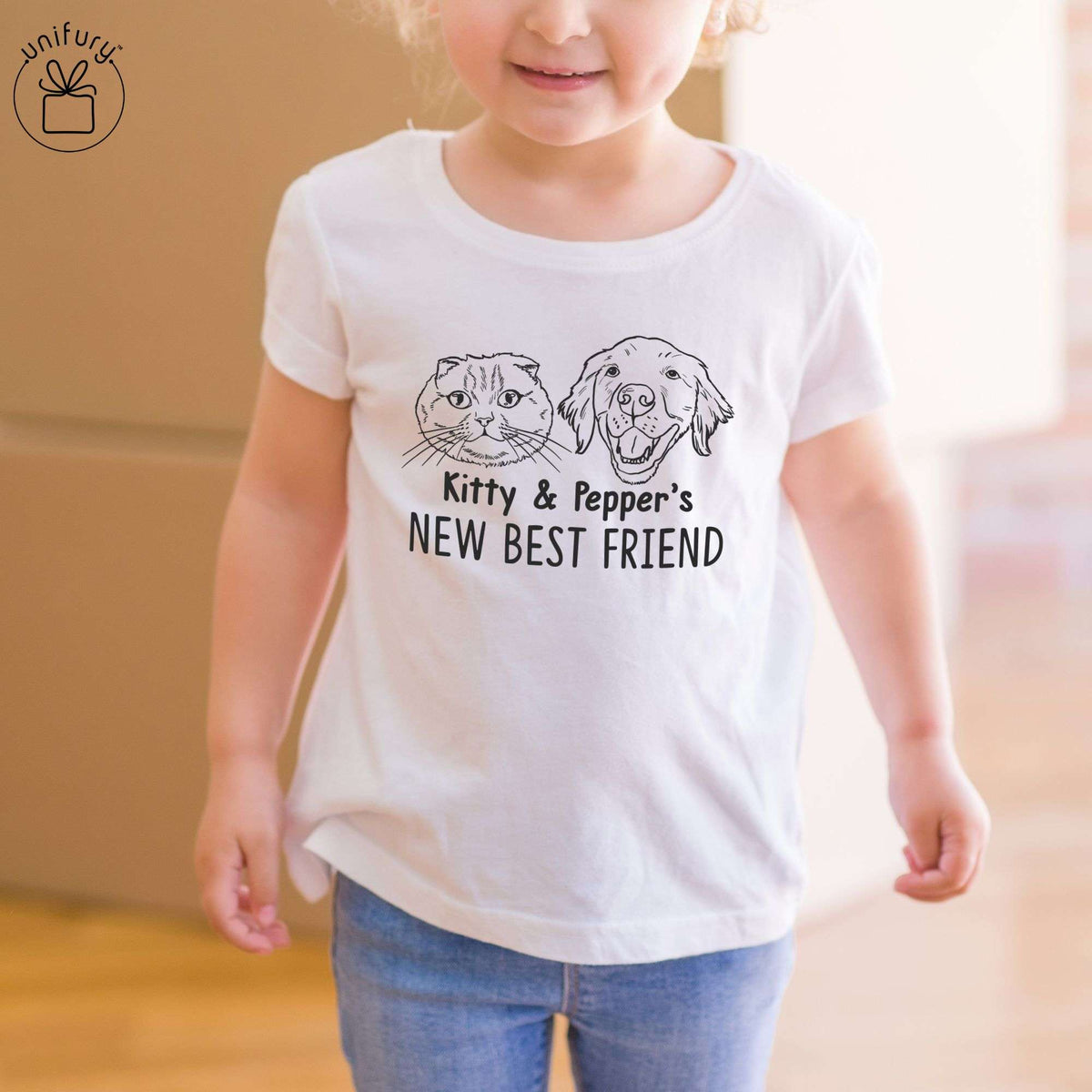 Personalized Baby Gift Dog Cat Line Art Drawing Baby Onesie