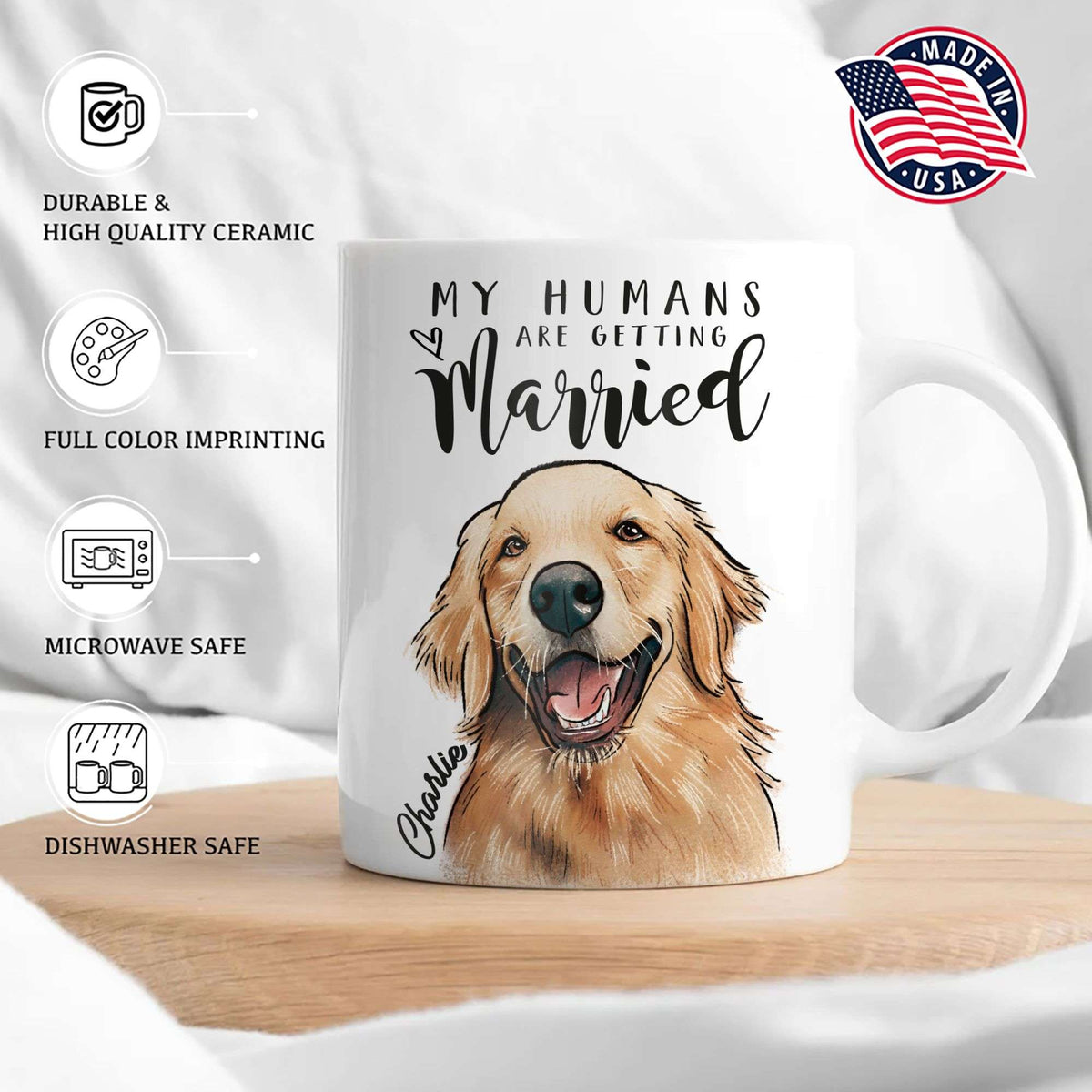 My Humans Are Getting Married Edge-to-Edge Mug For Dog Cat Lovers - Pet Portrait Gift