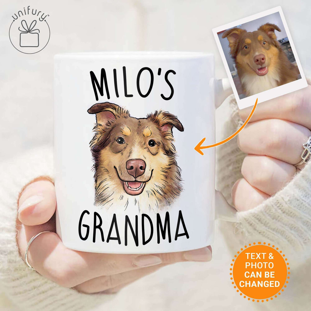 Custom Pet Portrait Dog Mom Dog Grandma Edge-to-Edge Mug For Dog Lovers