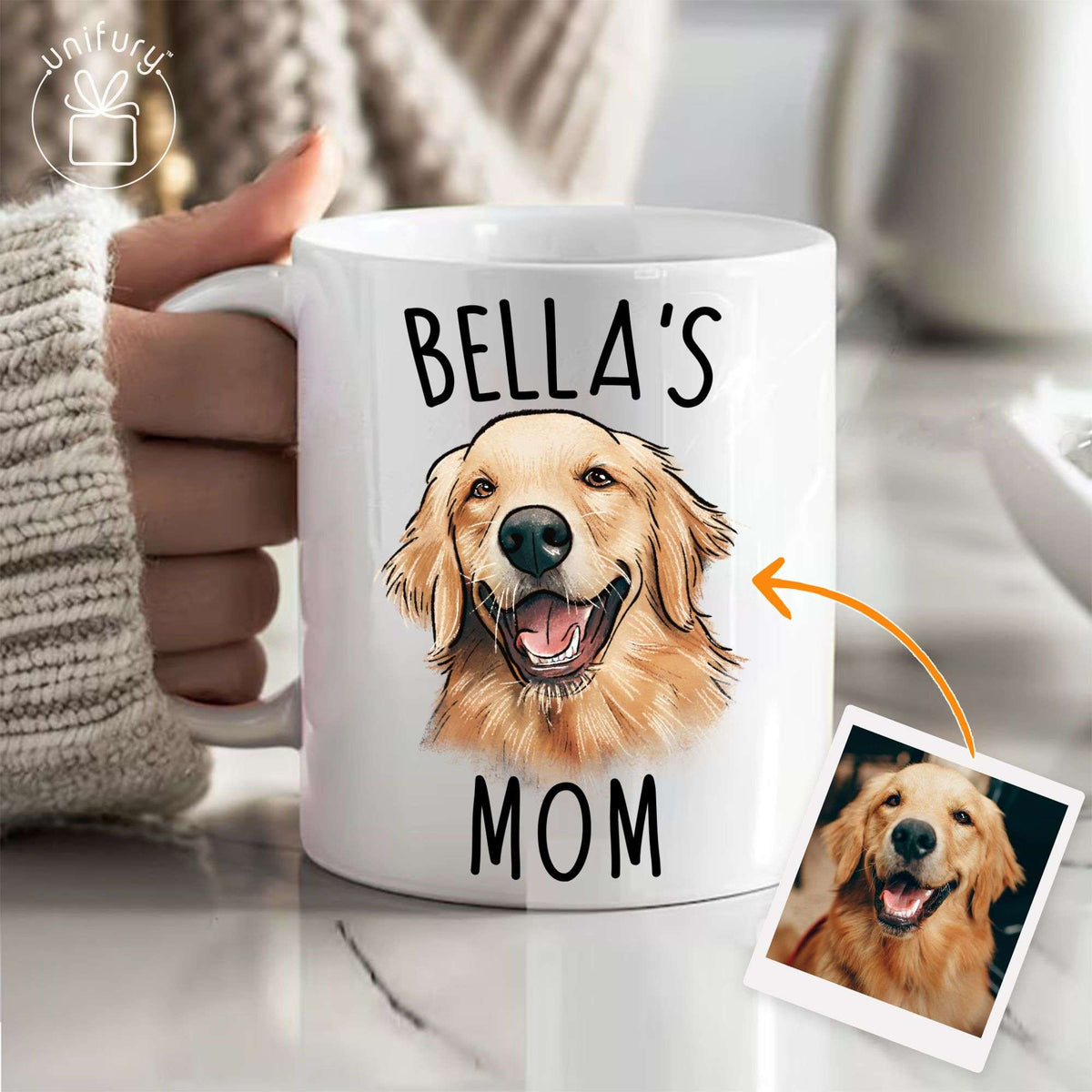 Custom Pet Portrait Dog Mom Dog Grandma Edge-to-Edge Mug For Dog Lovers
