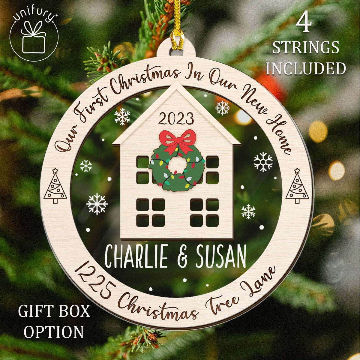 Basic Color Family New Home Customized Wood and Acrylic Ornament