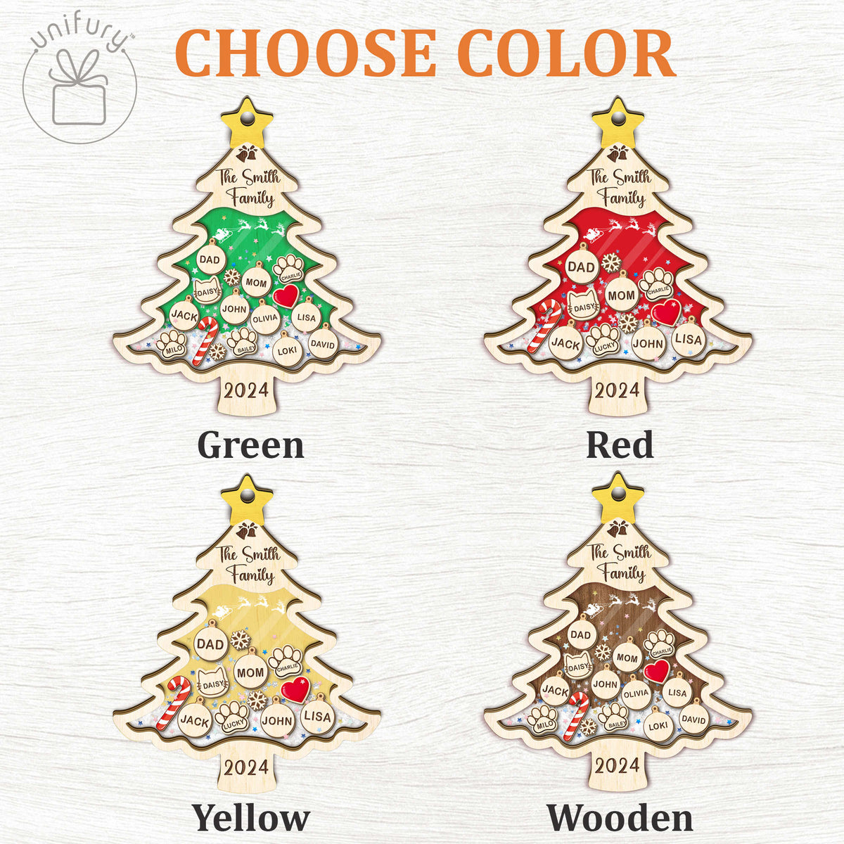 Custom Christmas Tree Family 4D Shake Ornament