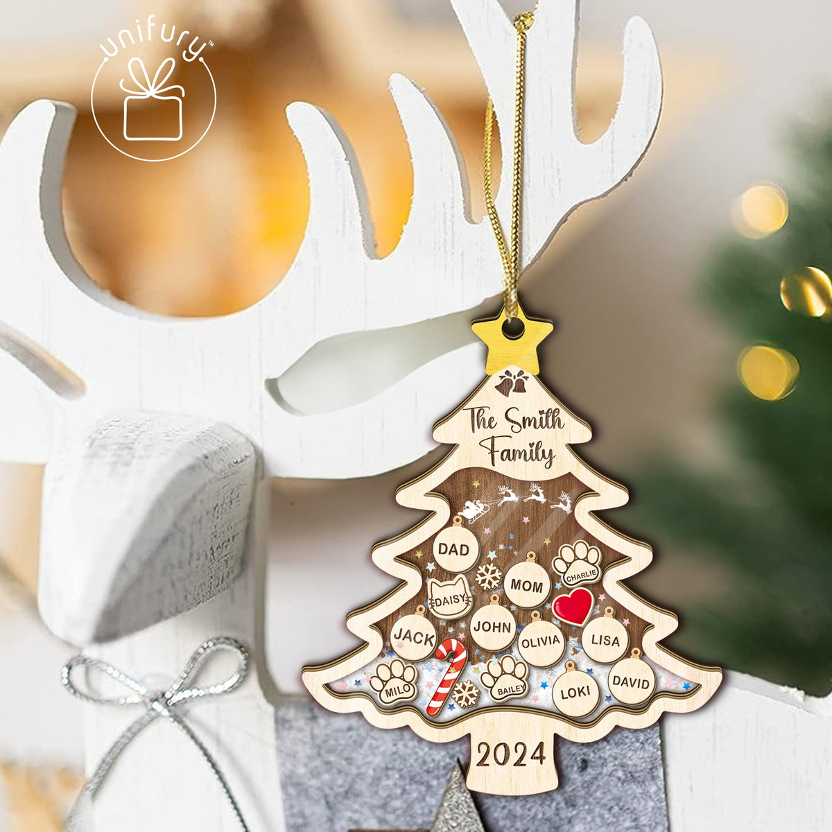 Custom Christmas Tree Family 4D Shake Ornament