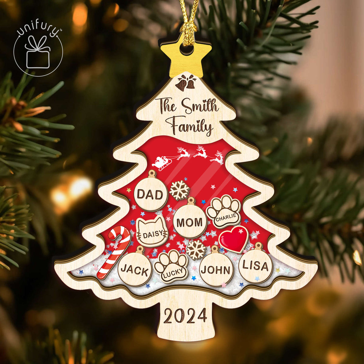 Custom Christmas Tree Family 4D Shake Ornament