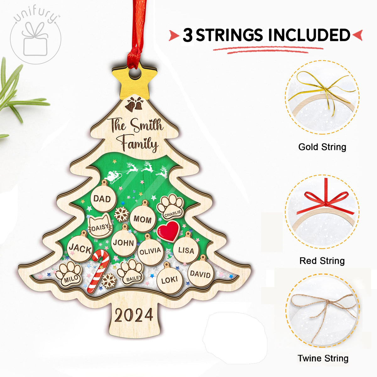 Custom Christmas Tree Family 4D Shake Ornament