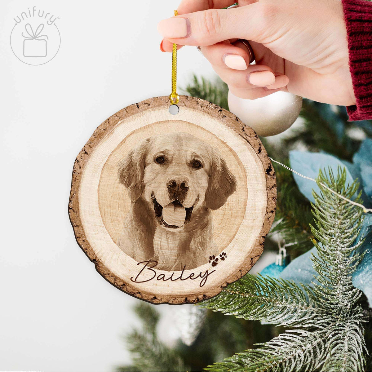Custom Photo Pet's Face Dog Lovers Wooden Ornament