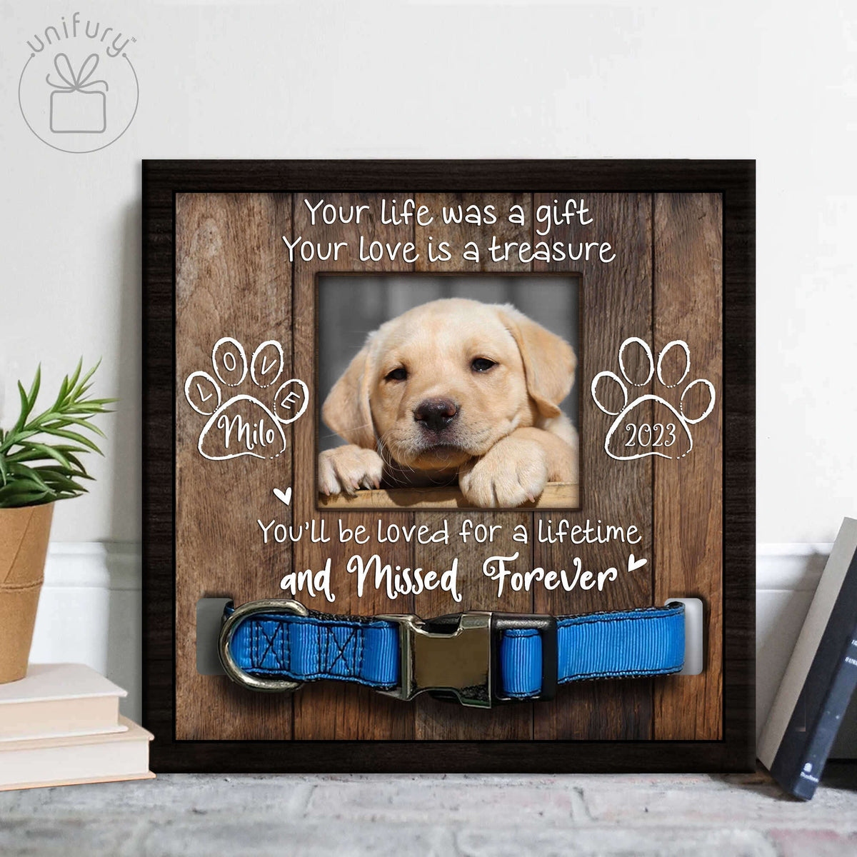 Loved For A Lifetime And Missed Forever - Personalized Memorial Pet Collar Frame