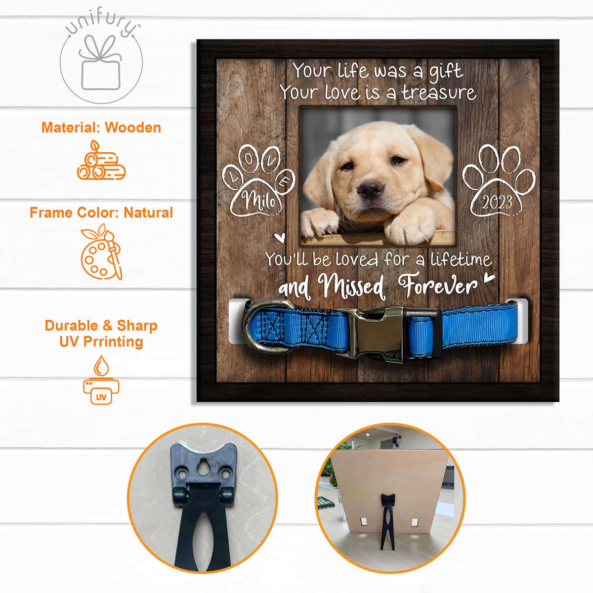 Loved For A Lifetime And Missed Forever - Personalized Memorial Pet Collar Frame