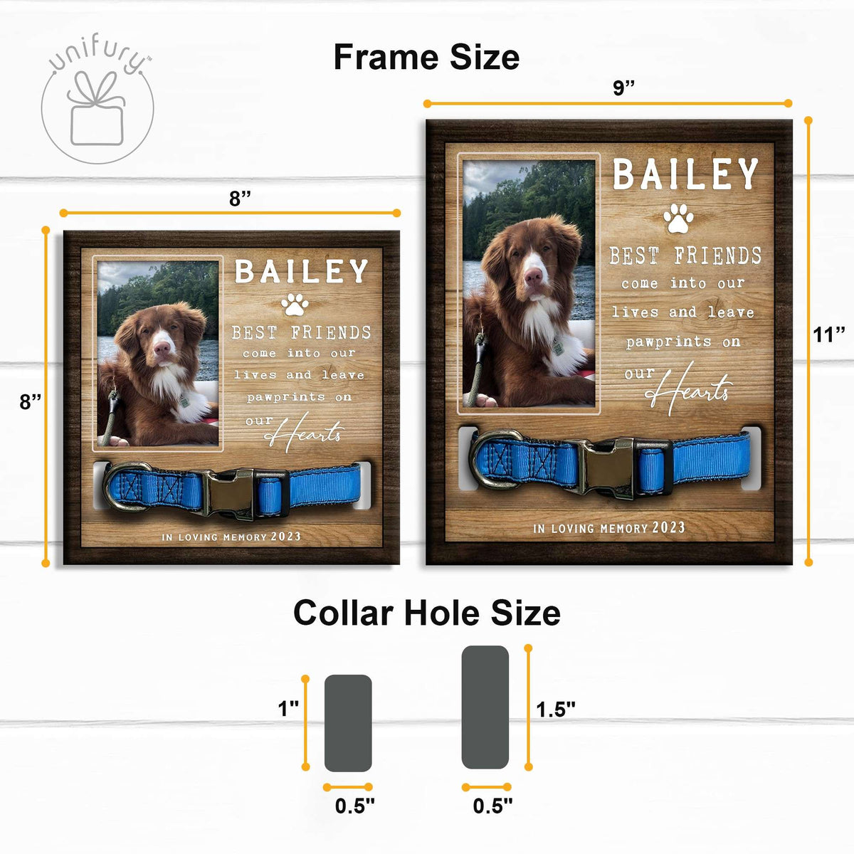 Best Friends Come Into Our Lives Personalized Memorial Wooden Pet Collar Frame