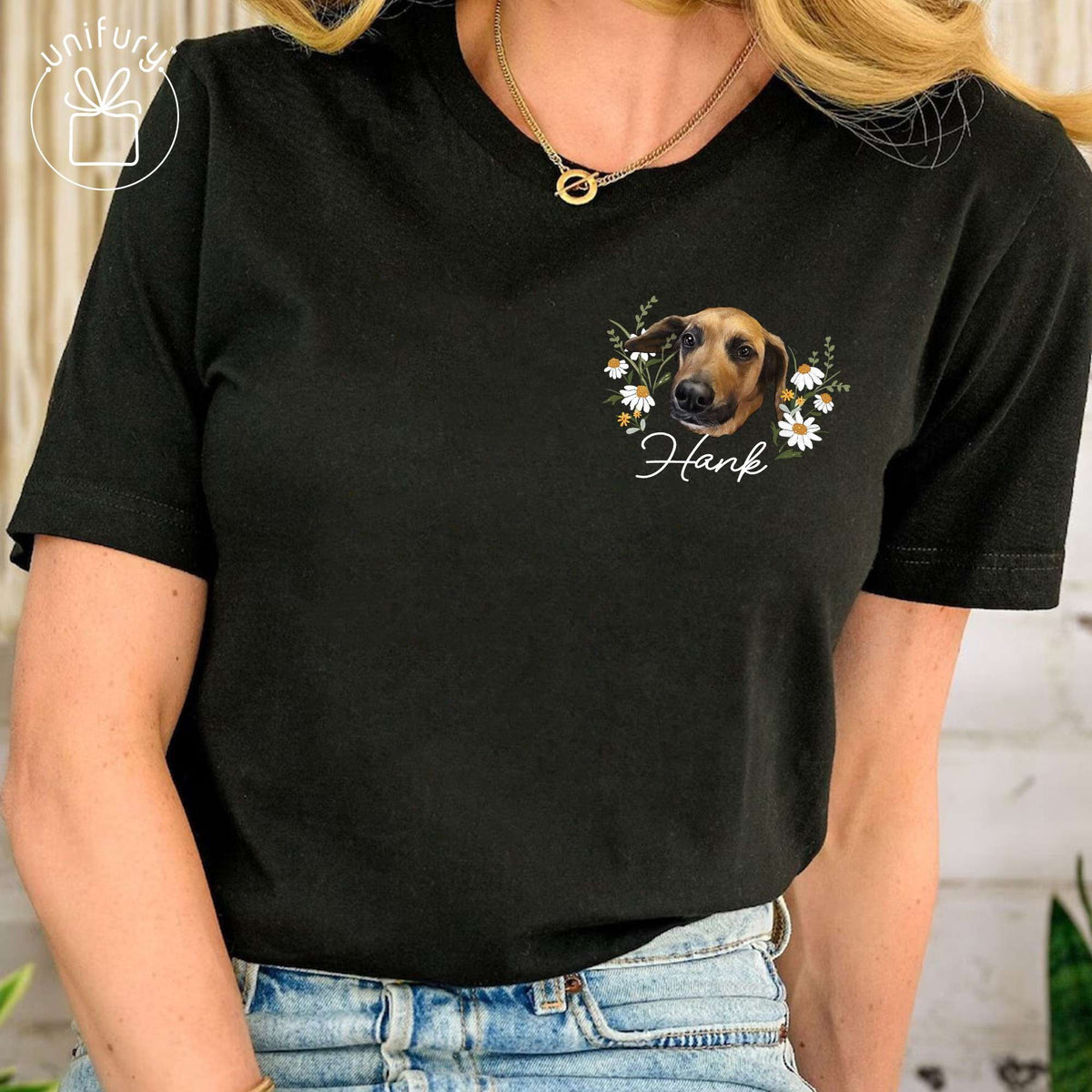 Custom Dog Cat Portrait With Floral Comfort Colors T-shirt