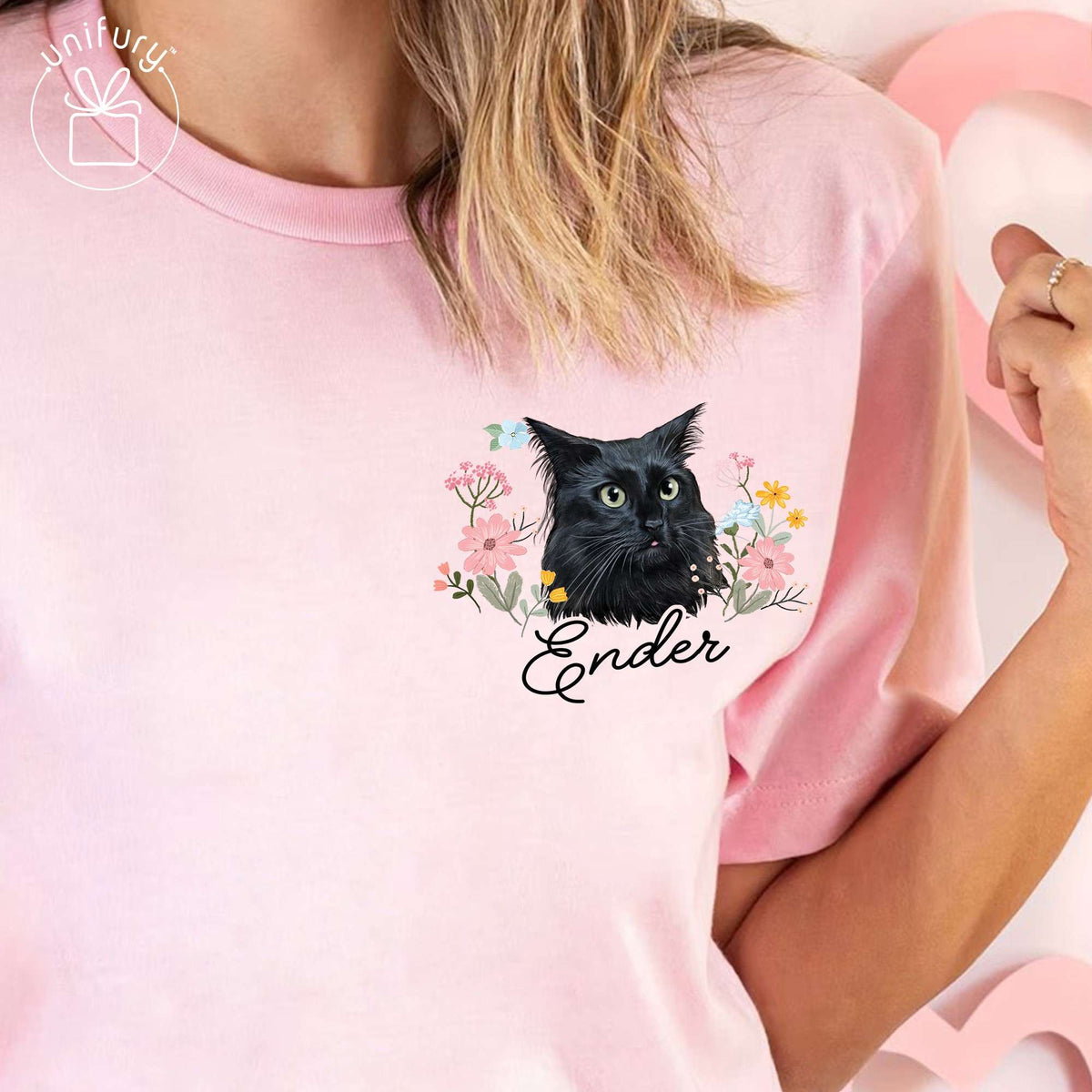 Custom Dog Cat Portrait With Floral Comfort Colors T-shirt