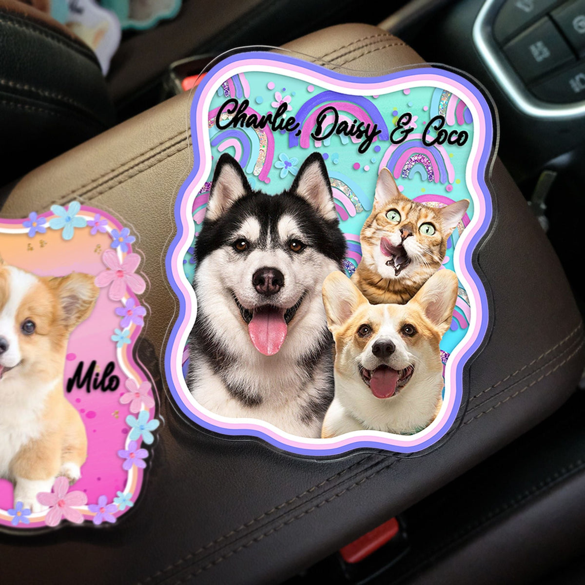 Pet Photo Boho Style Car Visor Clip