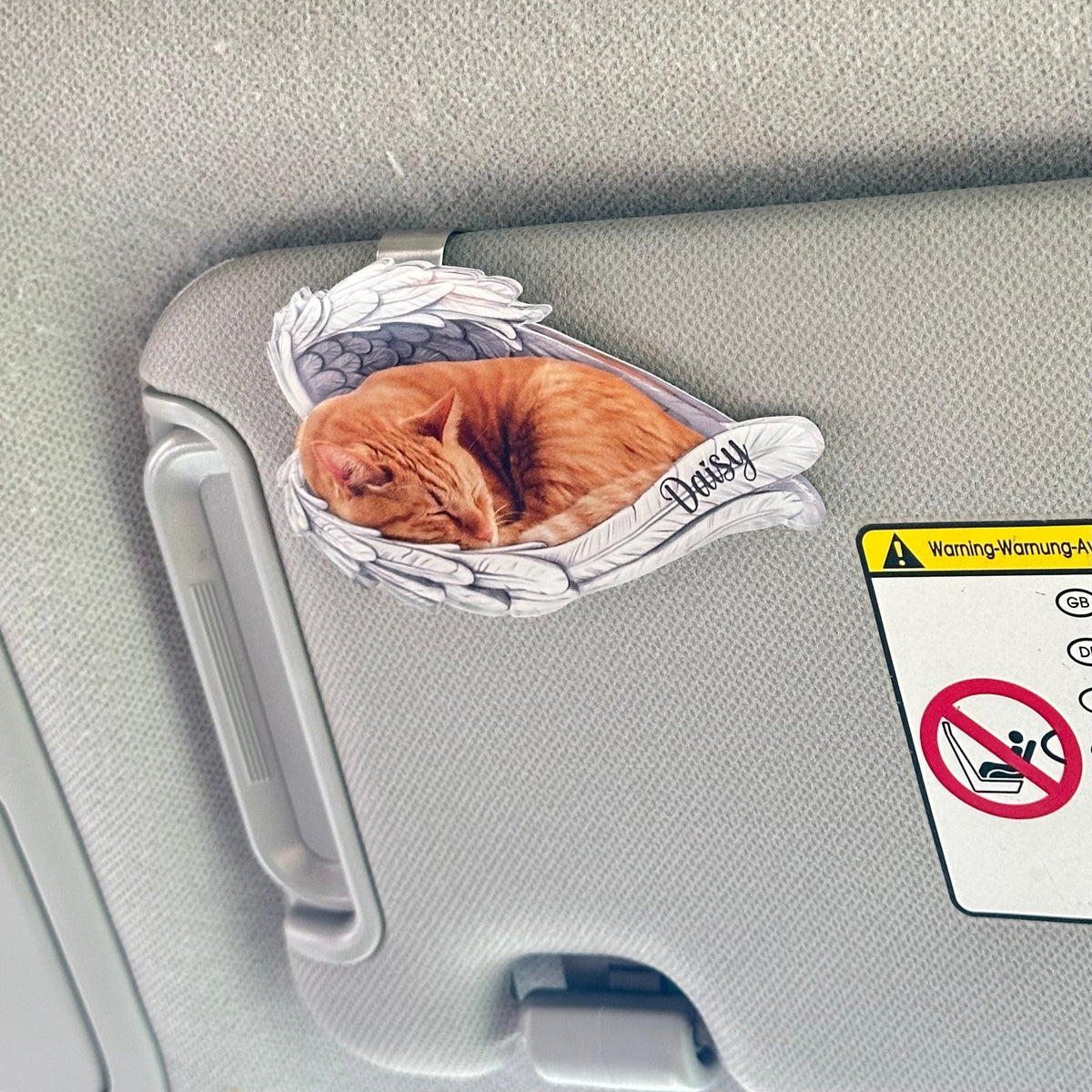 Custom Angel Wings Pet Memorial Car Visor Clip