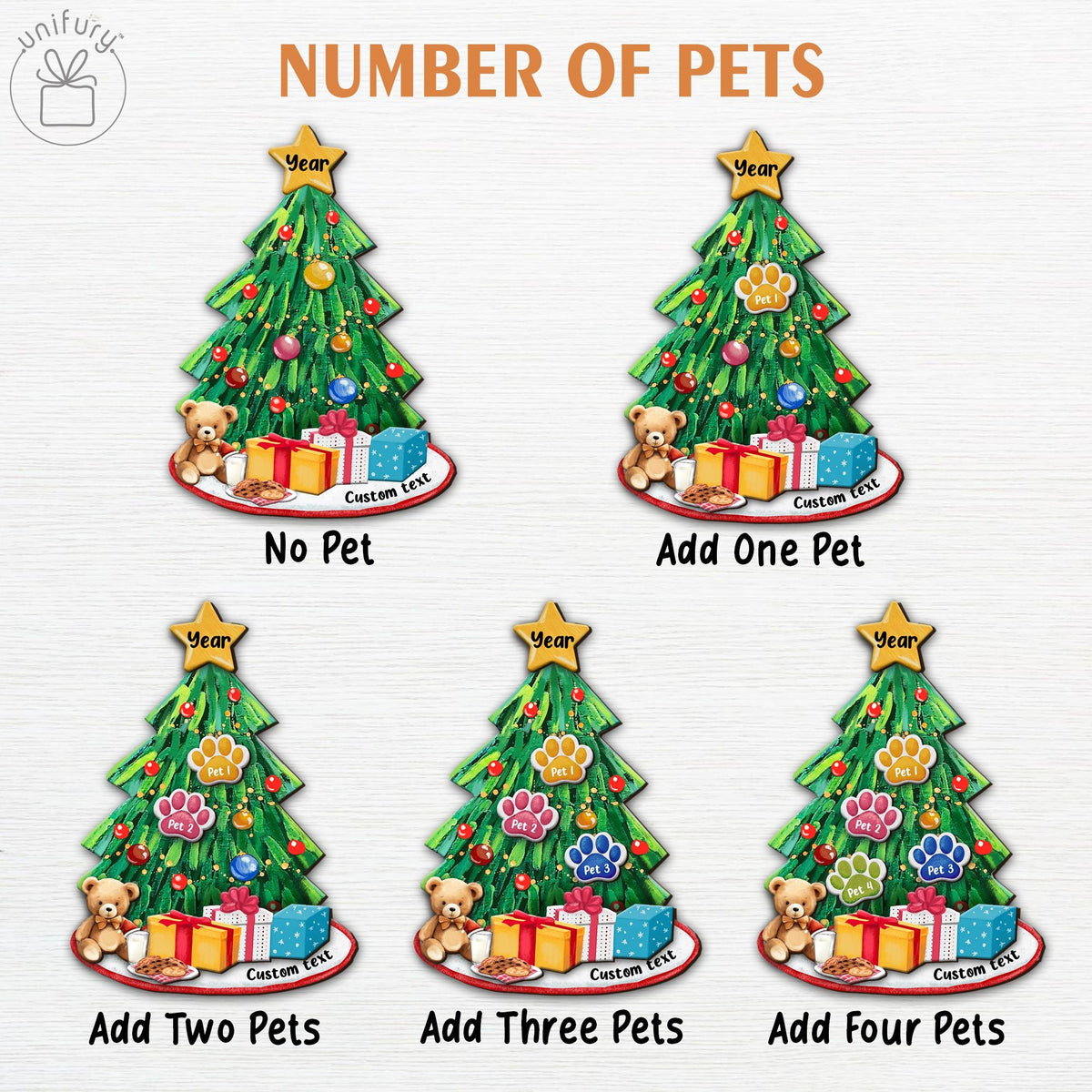 Personalized Peeking Family With Pets Christmas Wooden Ornament