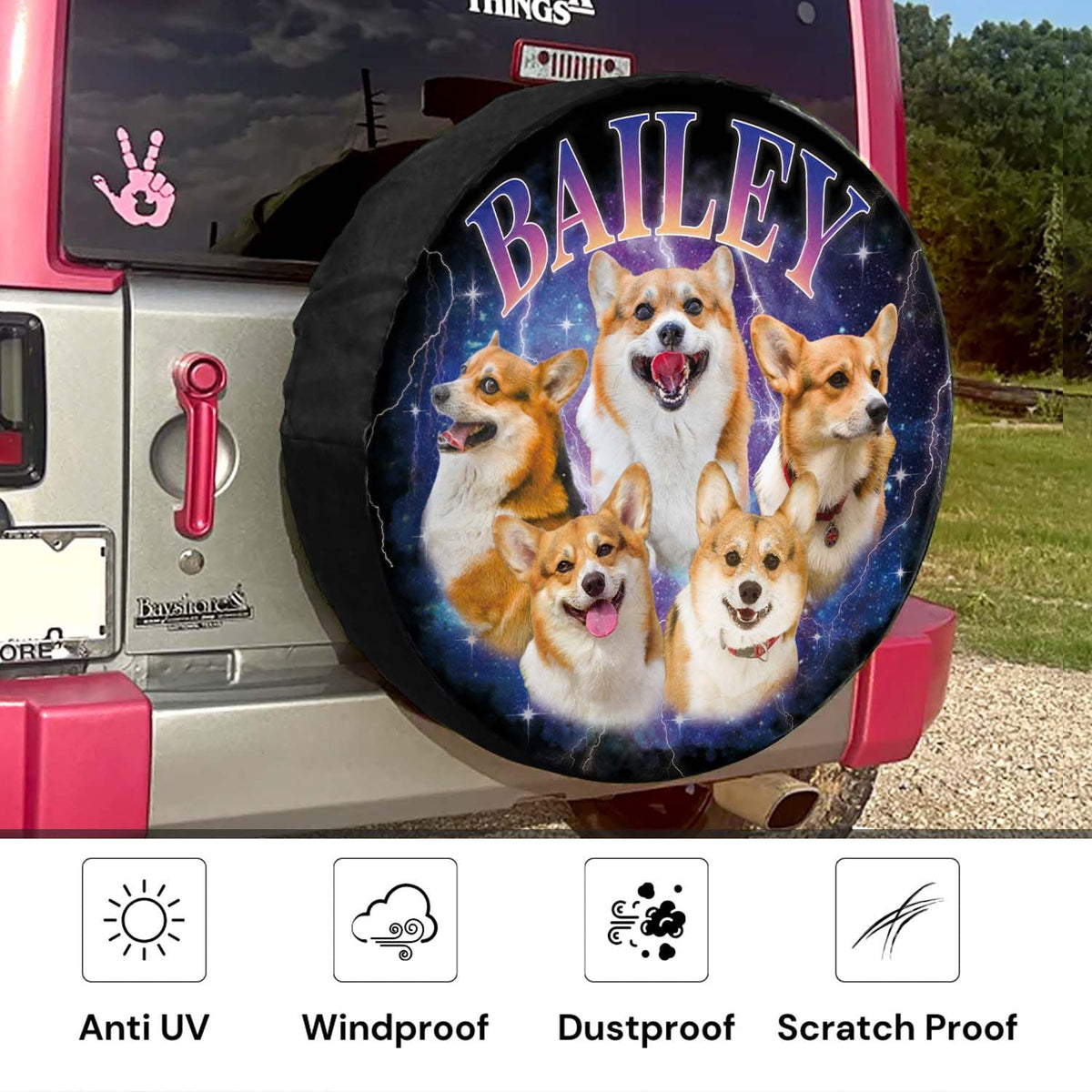 Custom Pet Photo Bootleg 90's Retro Spare Tire Cover