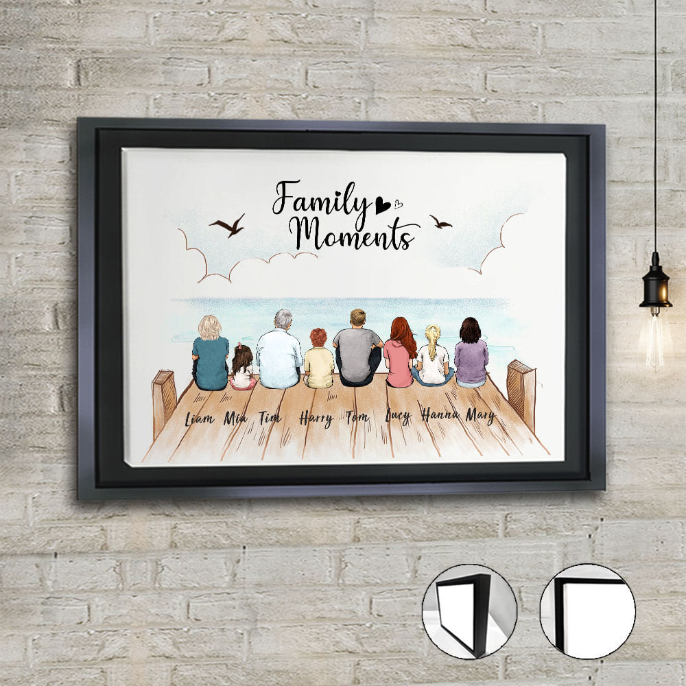 Family Framed Canvas Art with Custom Quote - Family moments,