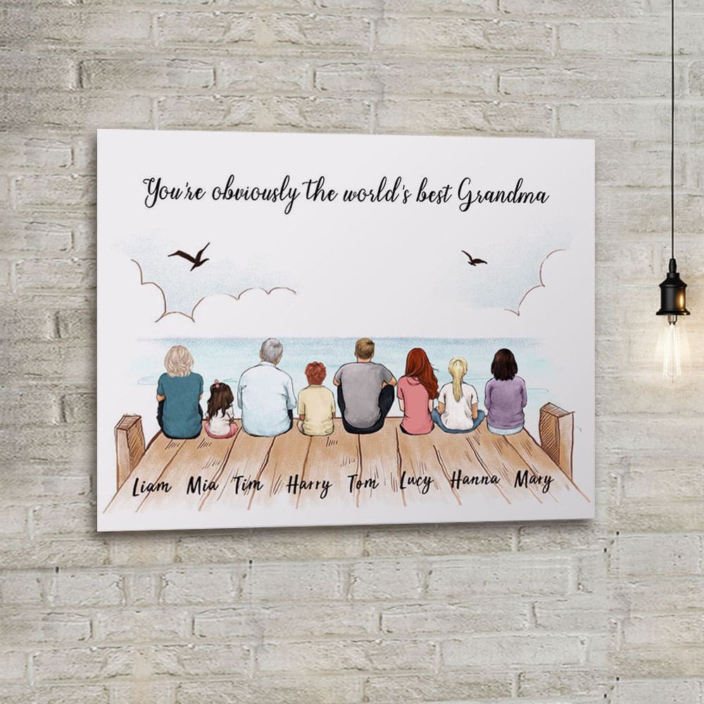 Custom Family Canvas with Custom Message - You're obviously the world's best grandma