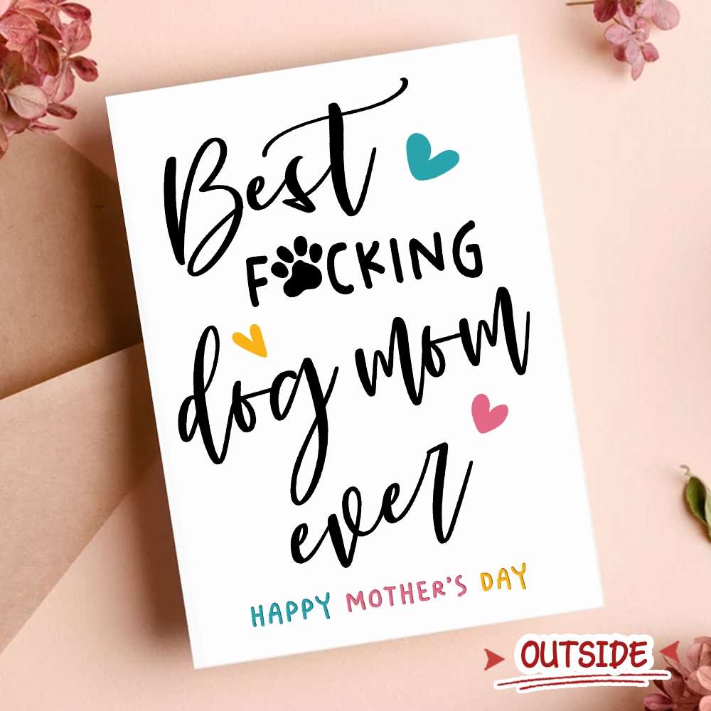 Heart Style Best Dog Mom Ever Folded Greeting Card