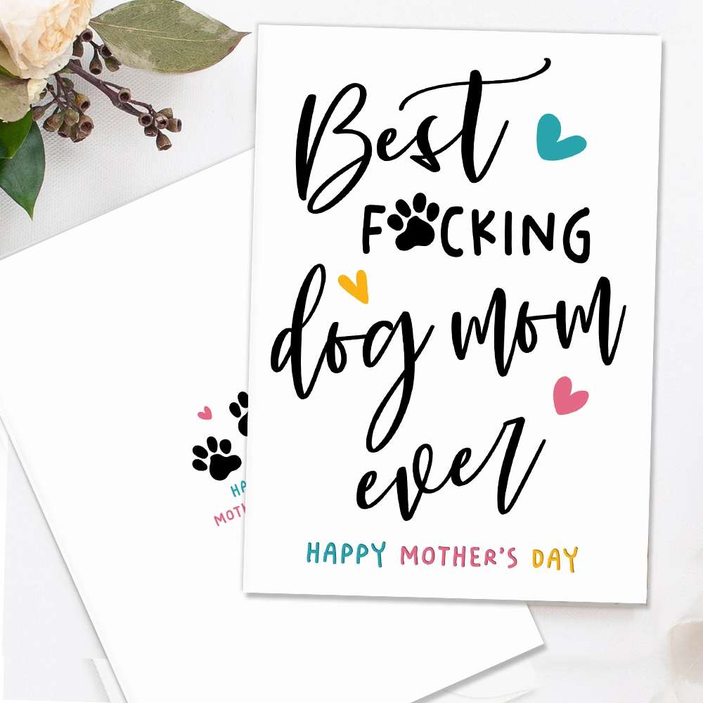 Heart Style Best Dog Mom Ever Folded Greeting Card