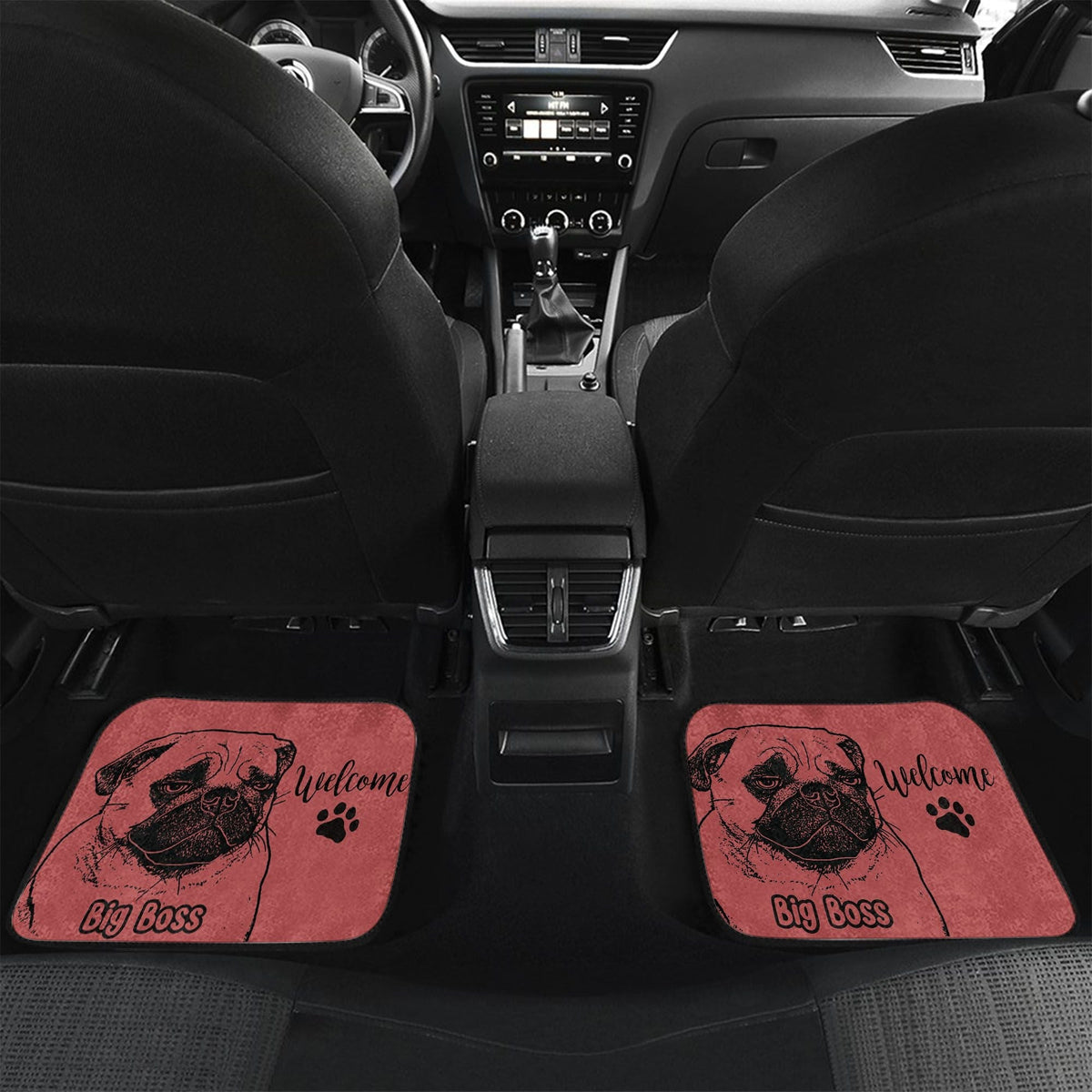 Custom Black & White Dog Photo Anti-slip Car Floor Mat