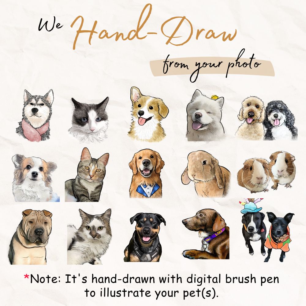 Custom Pet Portrait Canvas Print - Gifts For Dog Mom, Dad, Dog Cat Lovers - 2 Pets