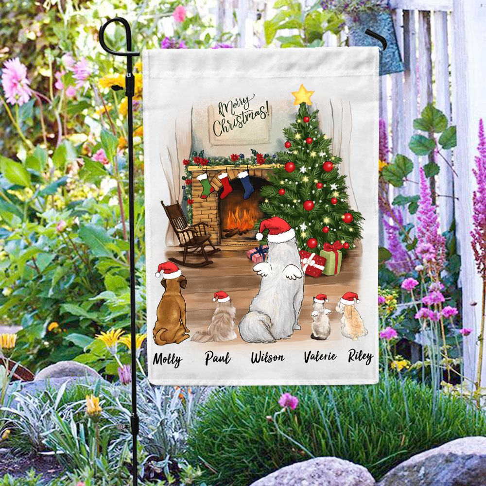 dog cat christmas garden flag gift for dog and cat lovers